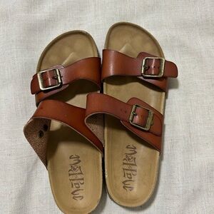 Malibu Brown Double Strap Sandals